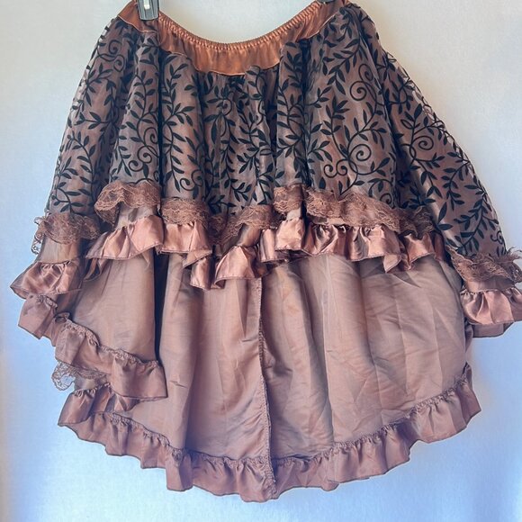 Pirate Steampunk Ruffle Skirt High-Low Victorian Women Brown Skirt Adult M/L - Picture 1 of 7